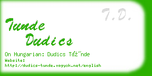 tunde dudics business card